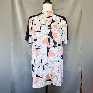 Coral Bay Women’s Golf Polo XL Abstract Geometric Shape Pattern